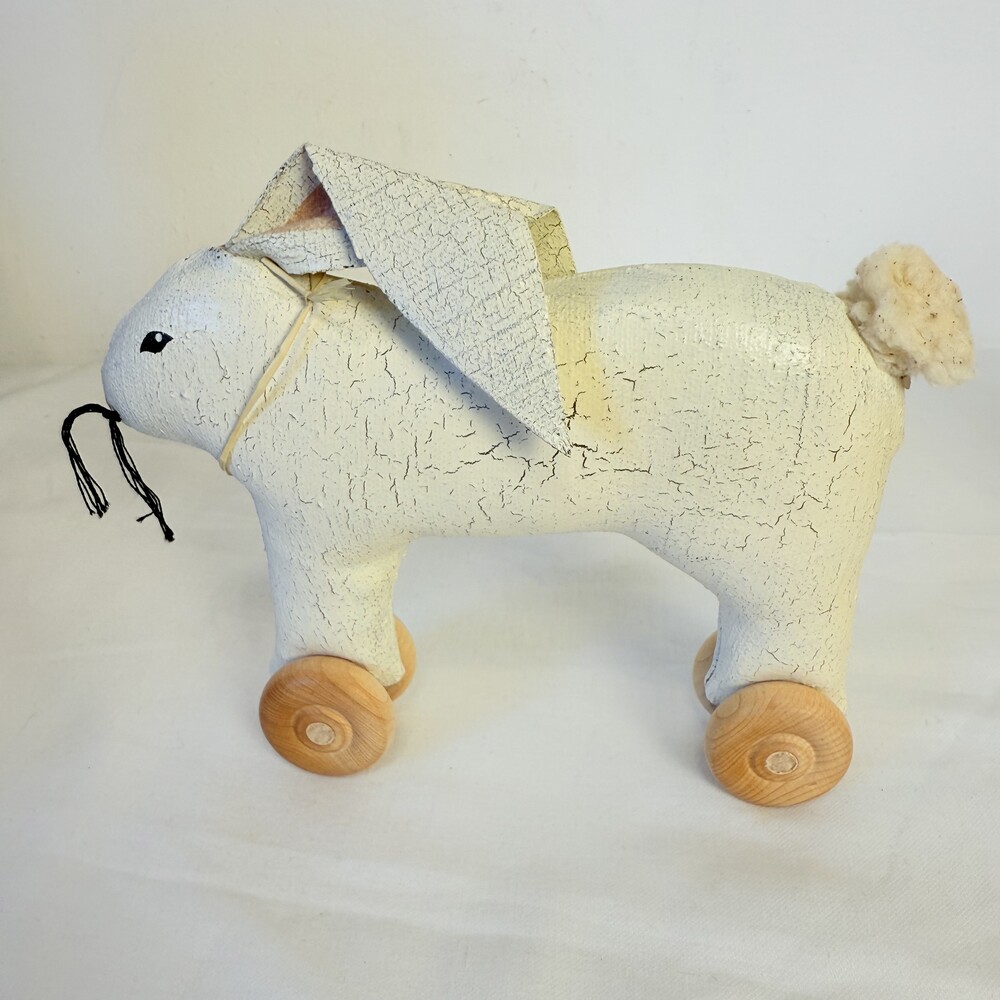 Vintage Rabbit Shape  Toy Textile Wood